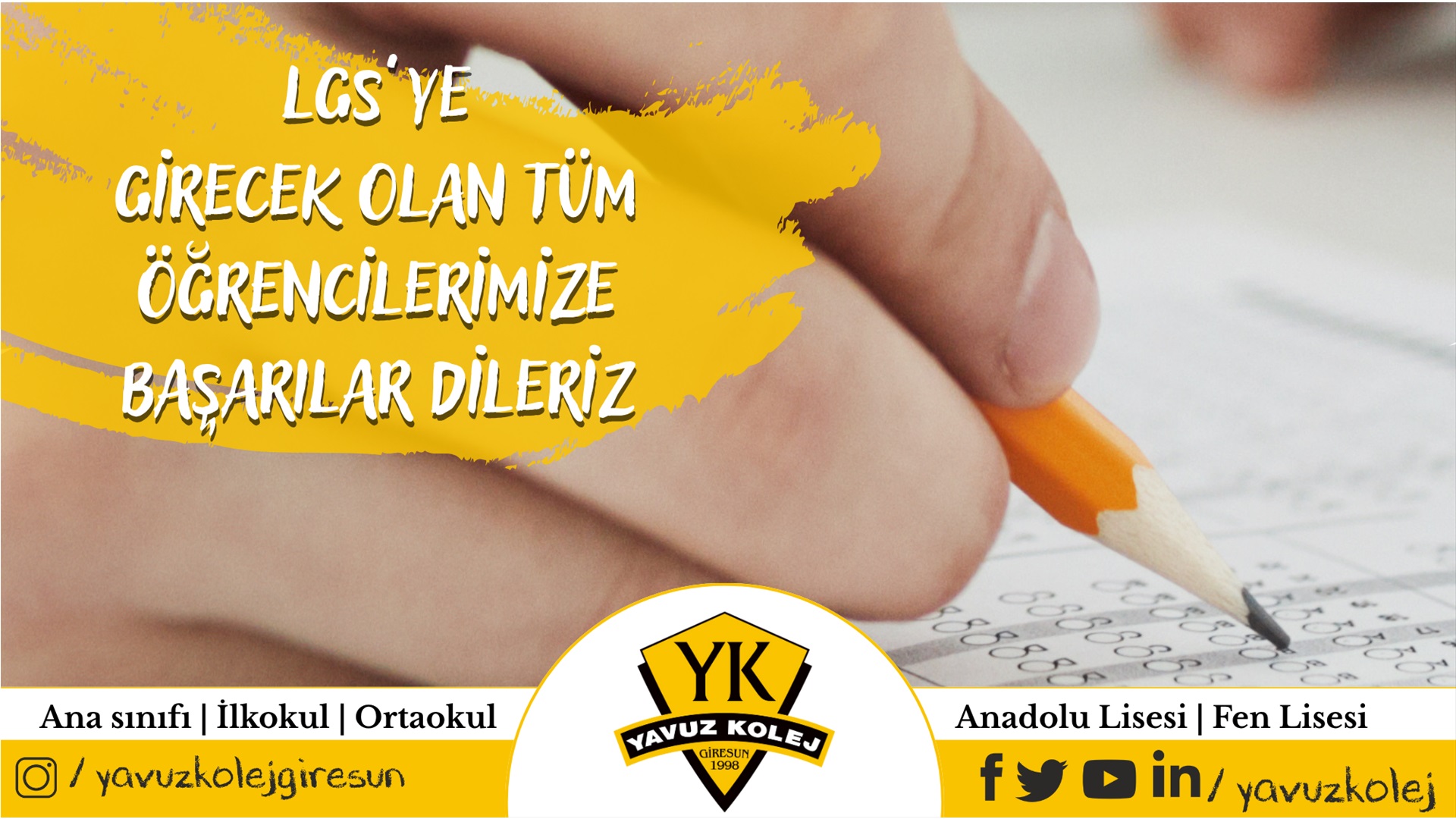 LGS'YE GİRECEK OLAN TÜM ÖĞRENCİLERİMİZE BAŞARILAR DİLERİZ